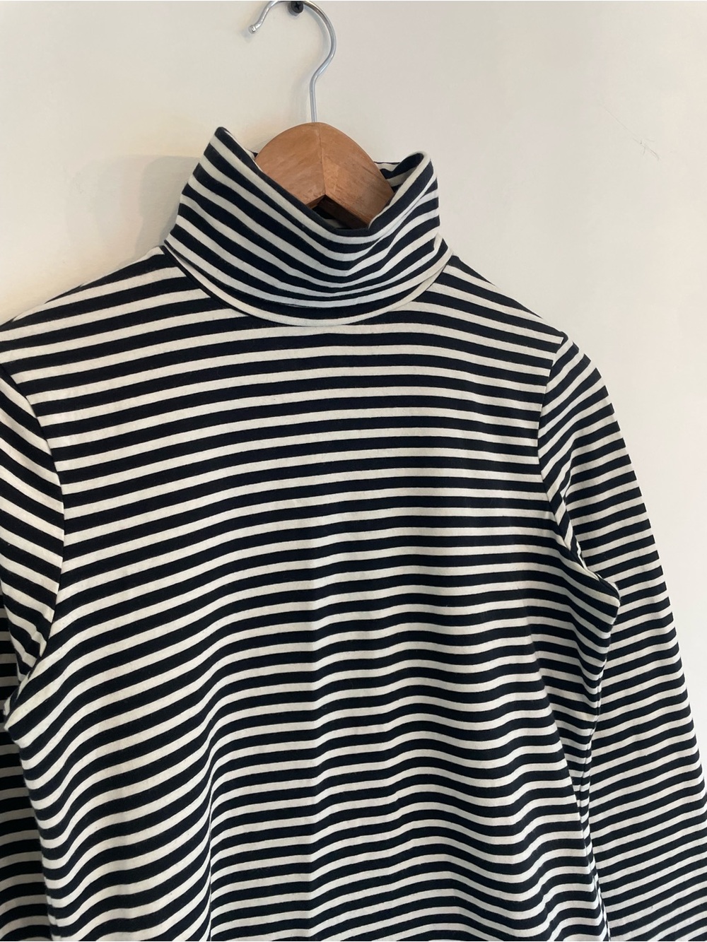 Women’s Fitted Black and White Stripe Turtleneck